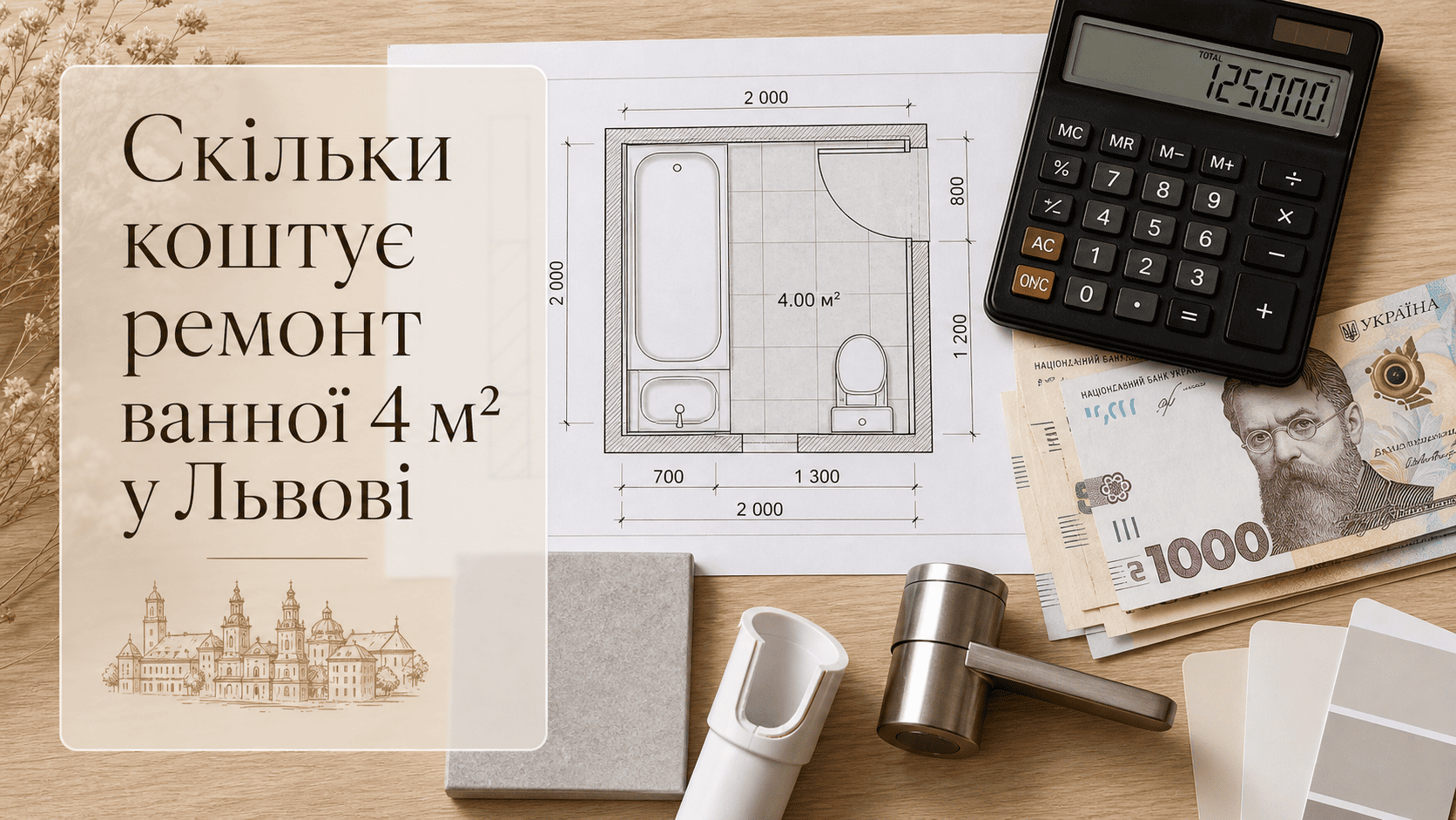 Скільки коштує ремонт ванної 4 м² у Львові