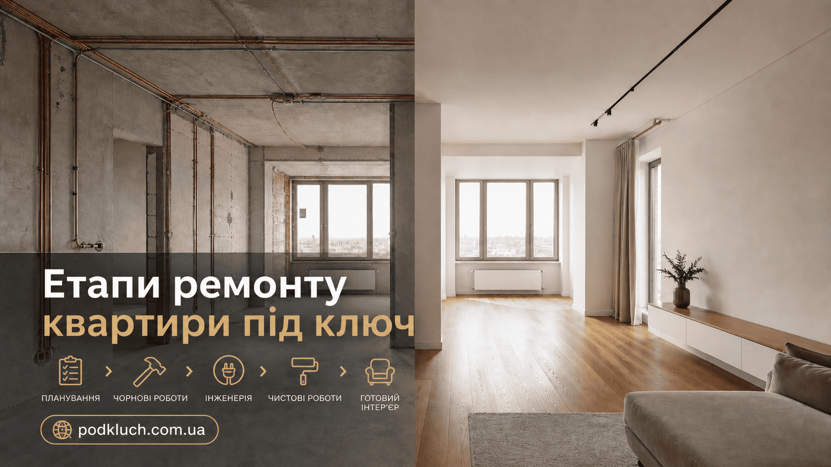 Етапи ремонту квартири під ключ — від підготовки до здачі