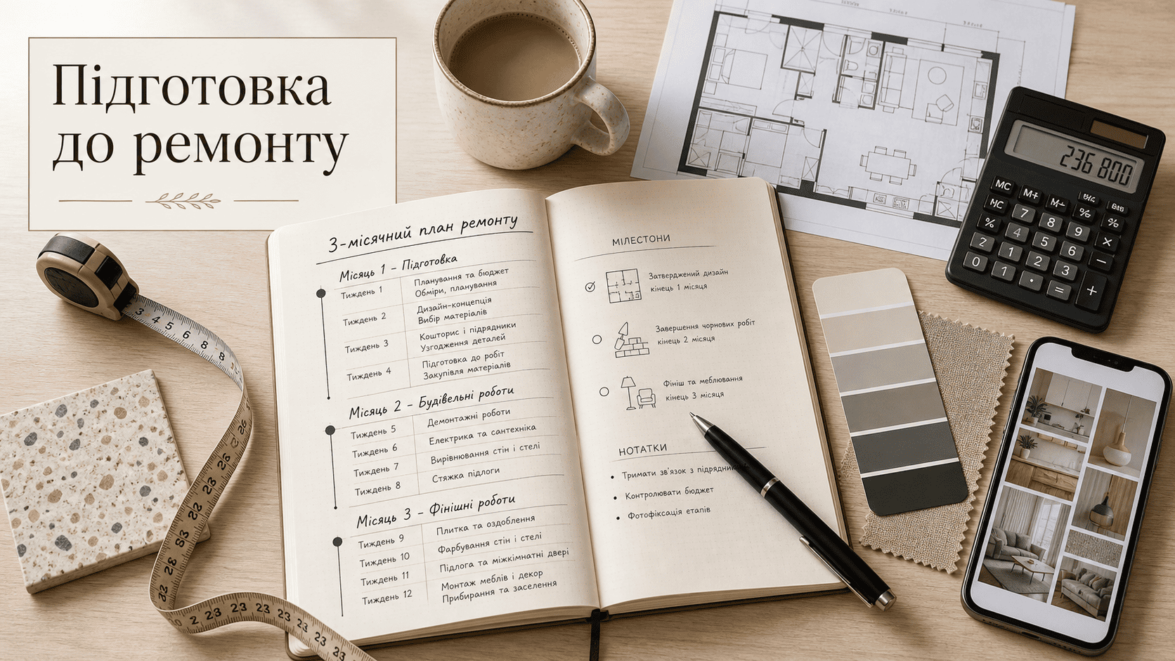 Підготовка до ремонту квартири — чек-лист на 3 місяці до старту