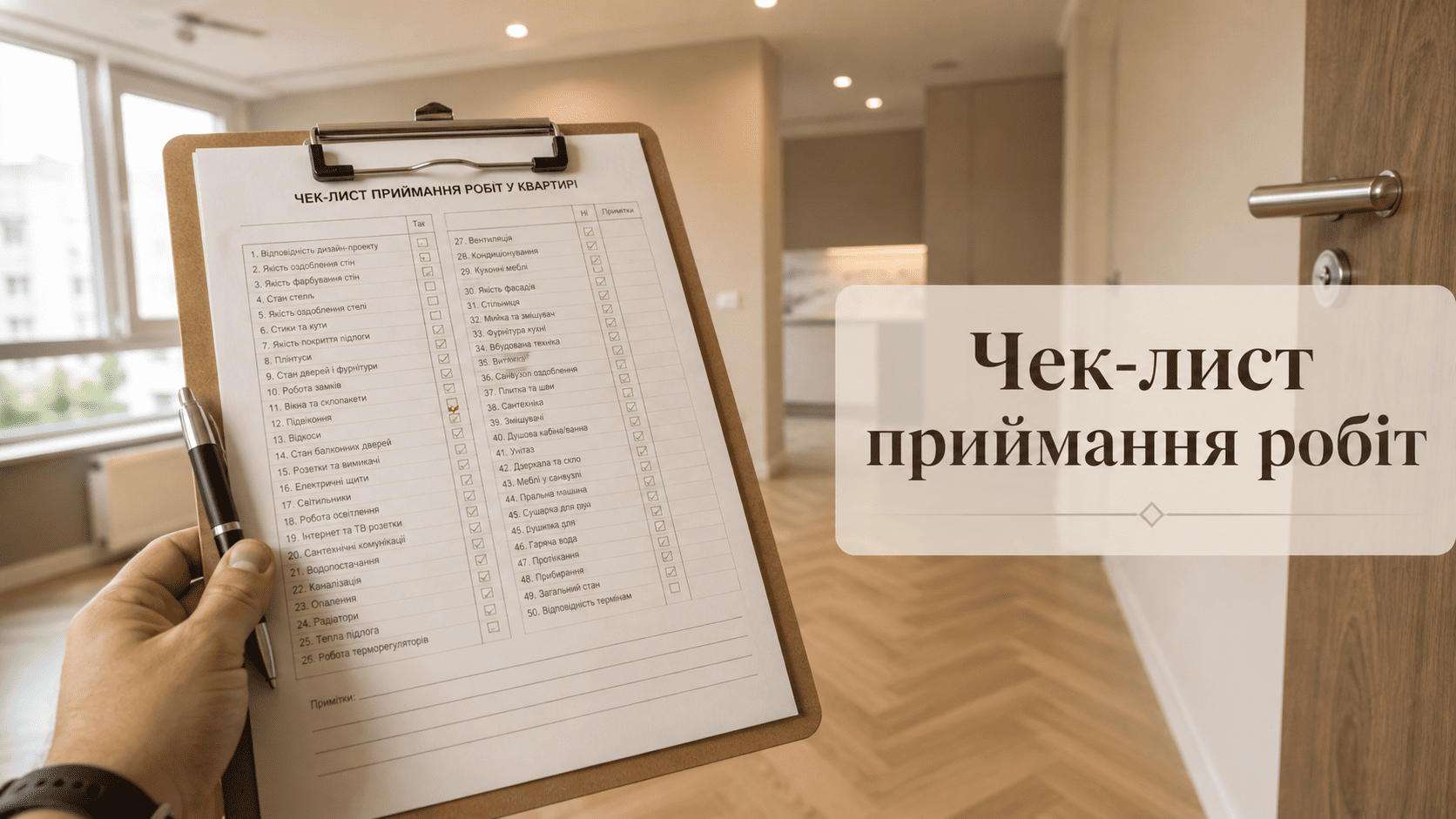Як прийняти роботи у ремонтної бригади — чек-лист на 50 пунктів